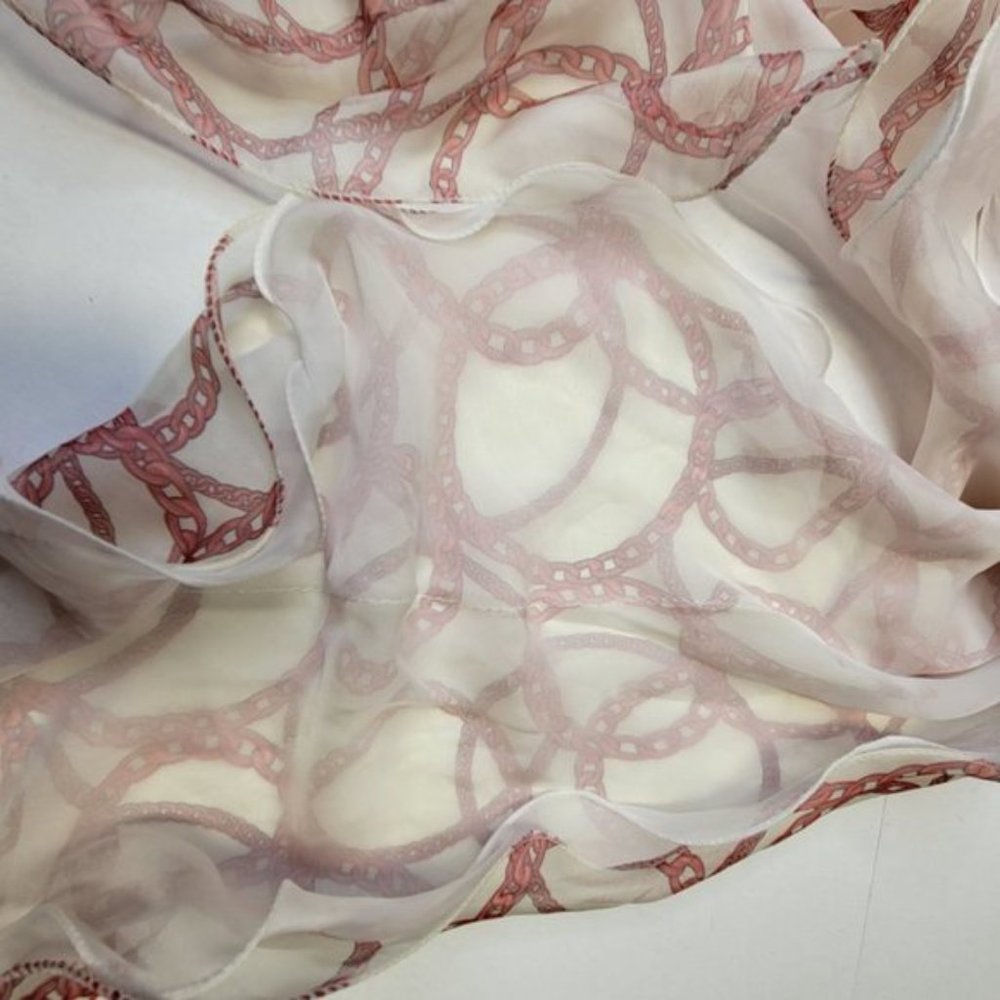 Double Layer White And Cream Chain Link Print Rec… - image 7